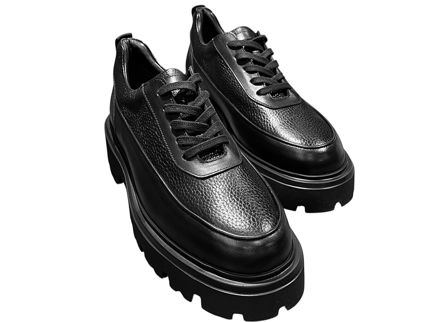 Genuine black leather lace-up formal