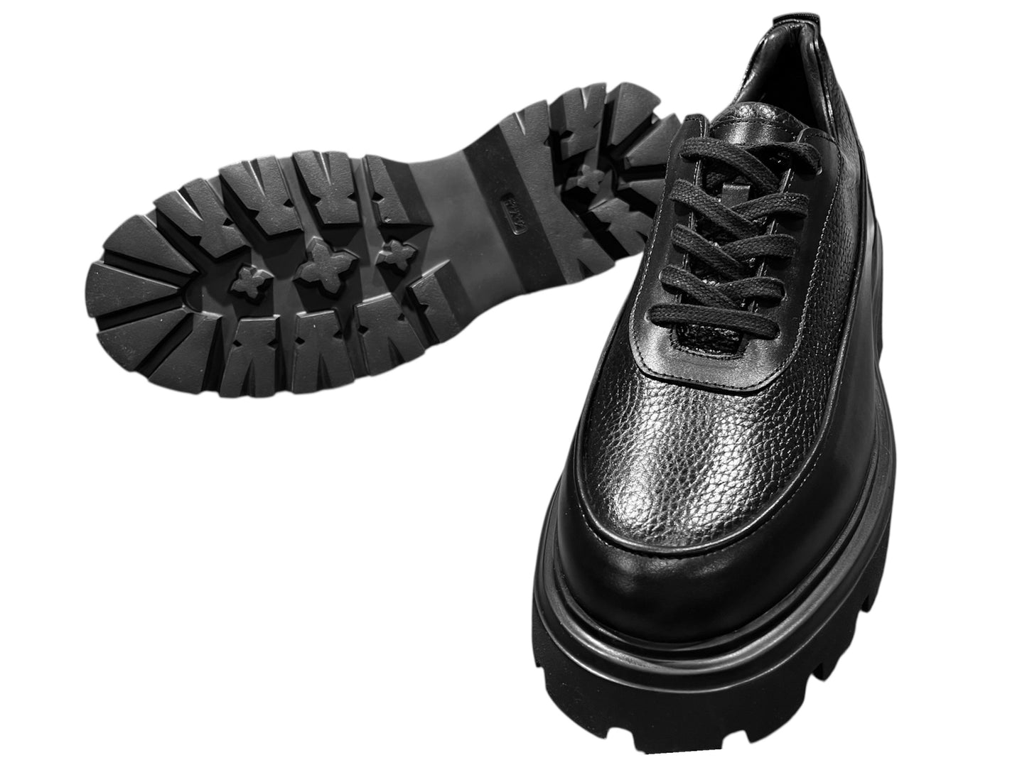 Genuine black leather lace-up formal