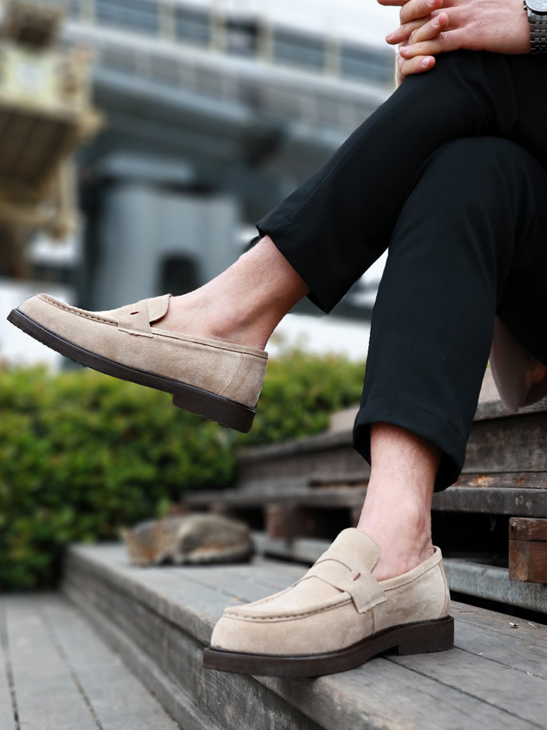 Men’s Suede Penny Loafers with chunky sole
