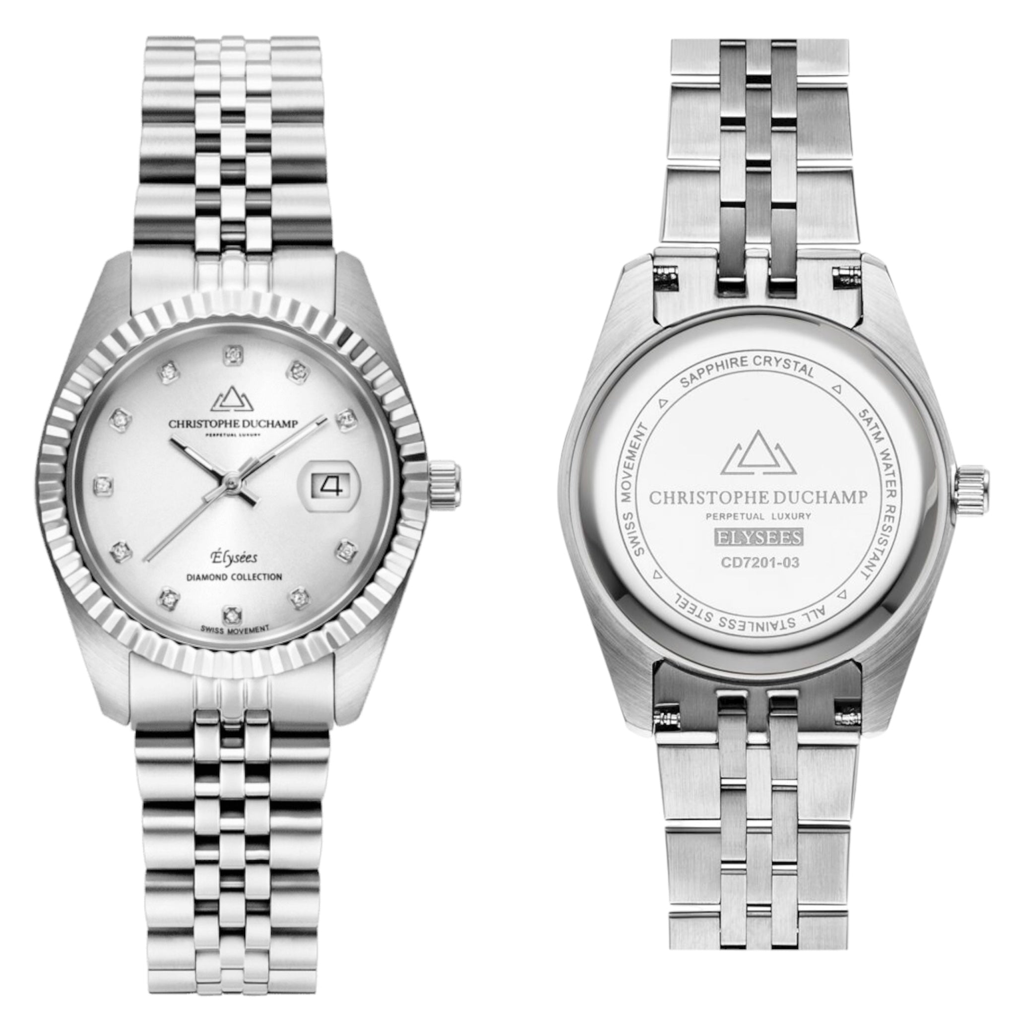 CHRISTOPHE DUCHAMP ÉLYSÉES SKU: CD7201-03 Silver sunray dial