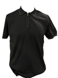 Men’s Premium White Contrast-Stitch Zip Polo Shirt