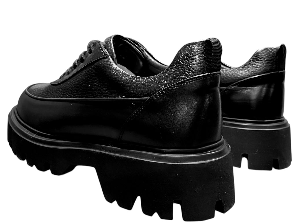 Genuine black leather lace-up formal