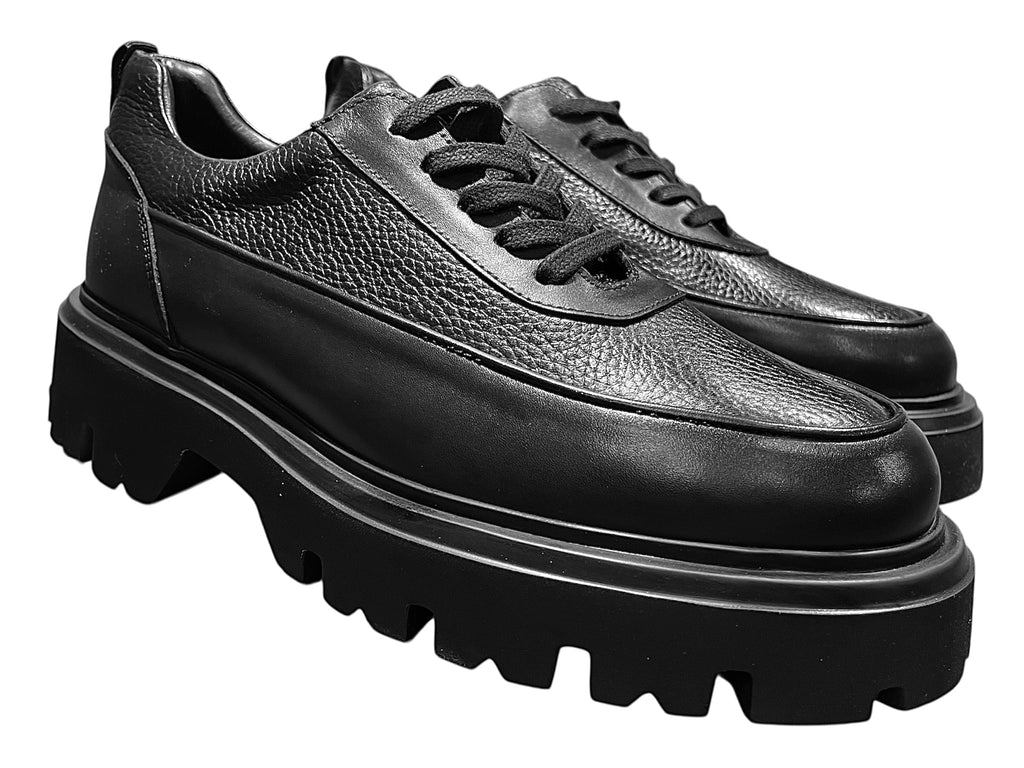 Genuine black leather lace-up formal