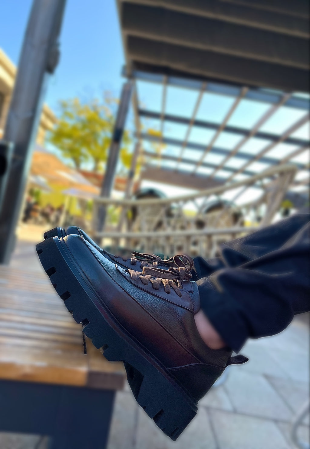 Genuine brown leather lace-up formal