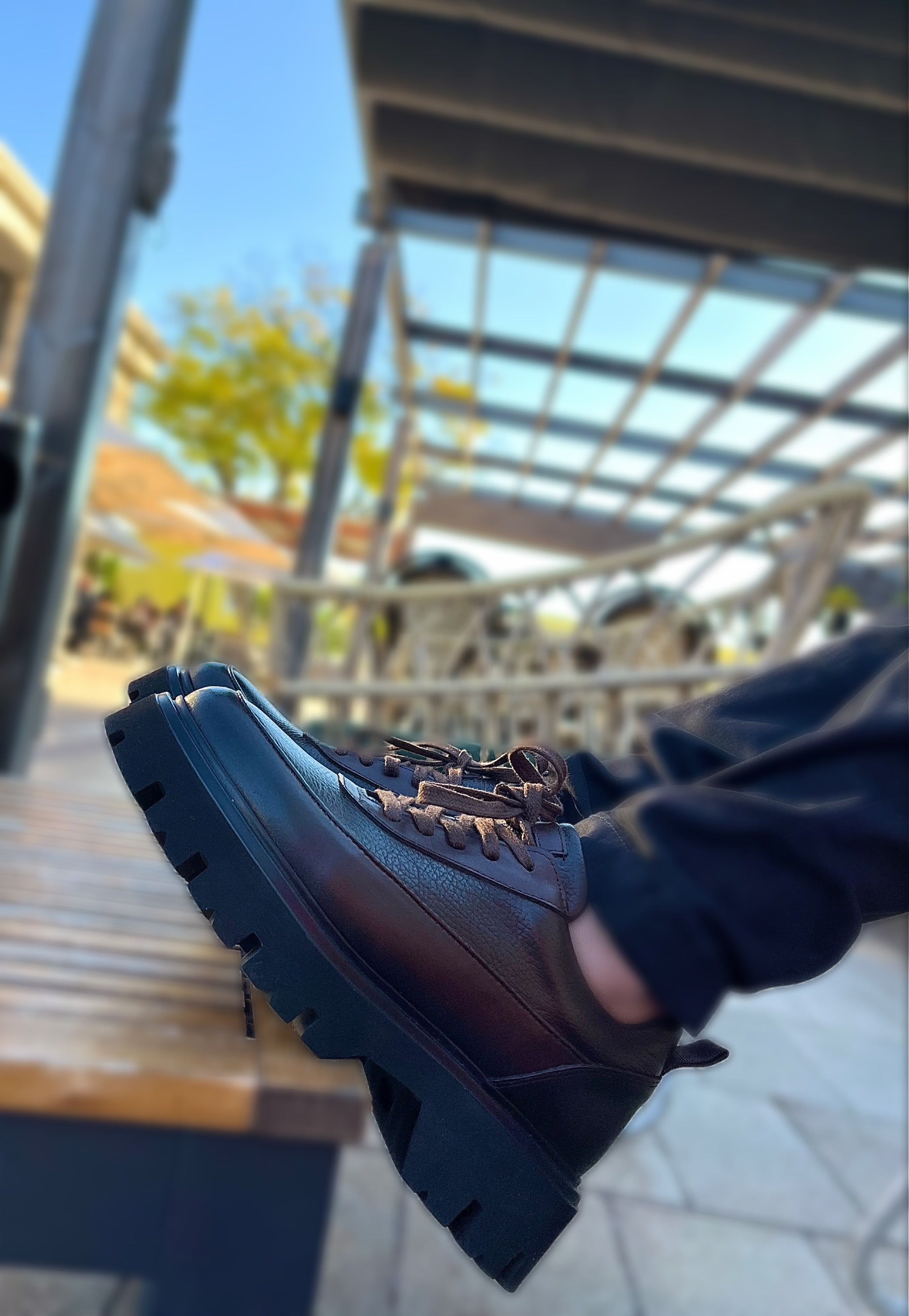 Genuine brown leather lace-up formal