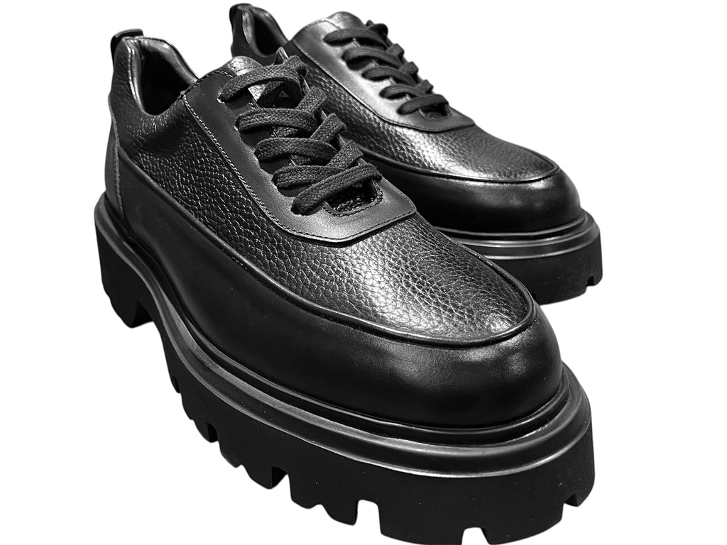 Genuine black leather lace-up formal