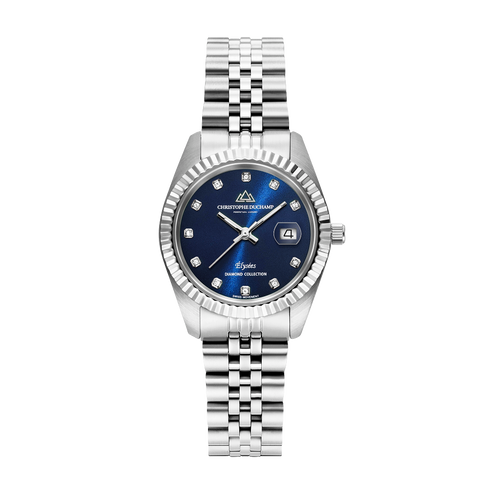CHRISTOPHE DUCHAMP ÉLYSÉES

Blue Sunray dial, silver strap & case.