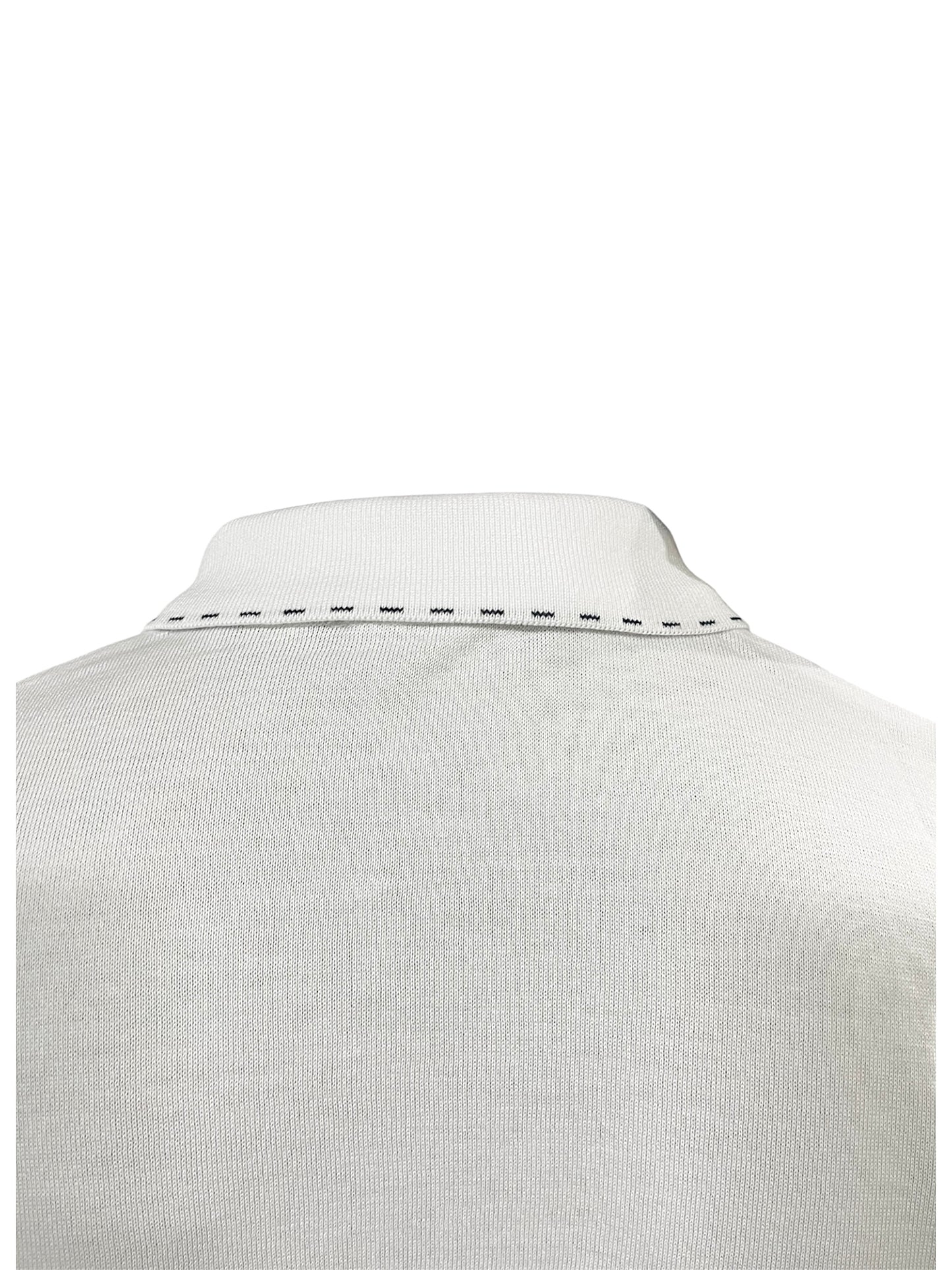 Men’s Premium White Contrast-Stitch Zip Polo Shirt