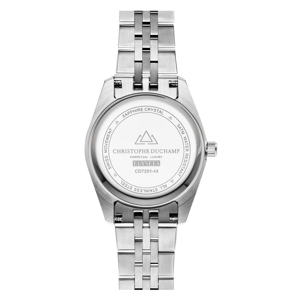 CHRISTOPHE DUCHAMP ÉLYSÉES

Blue Sunray dial, silver strap & case.