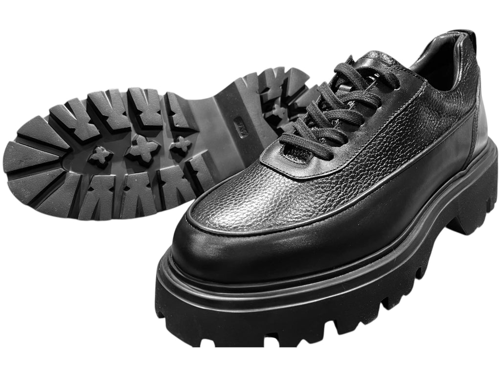 Genuine black leather lace-up formal