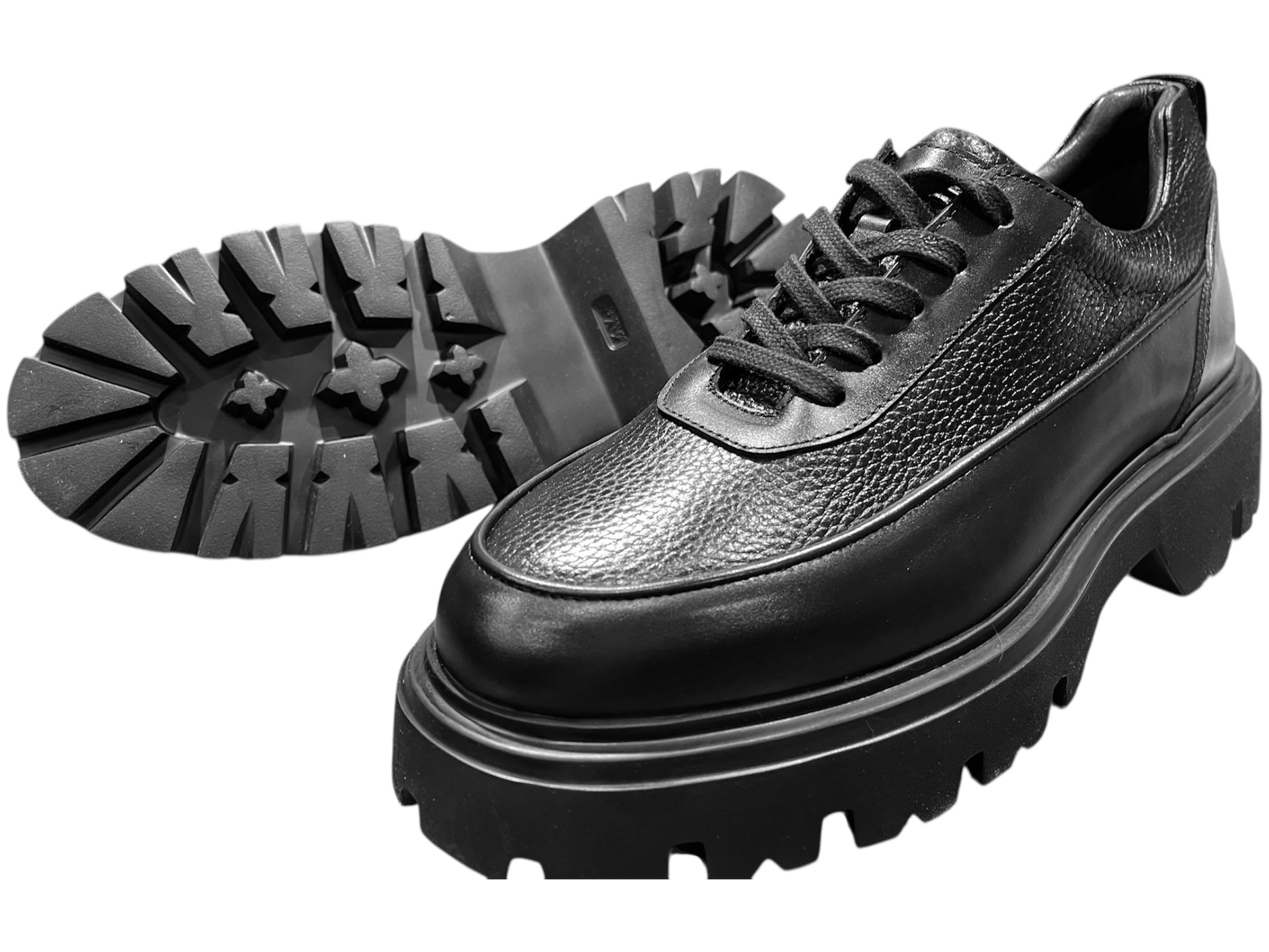 Genuine black leather lace-up formal