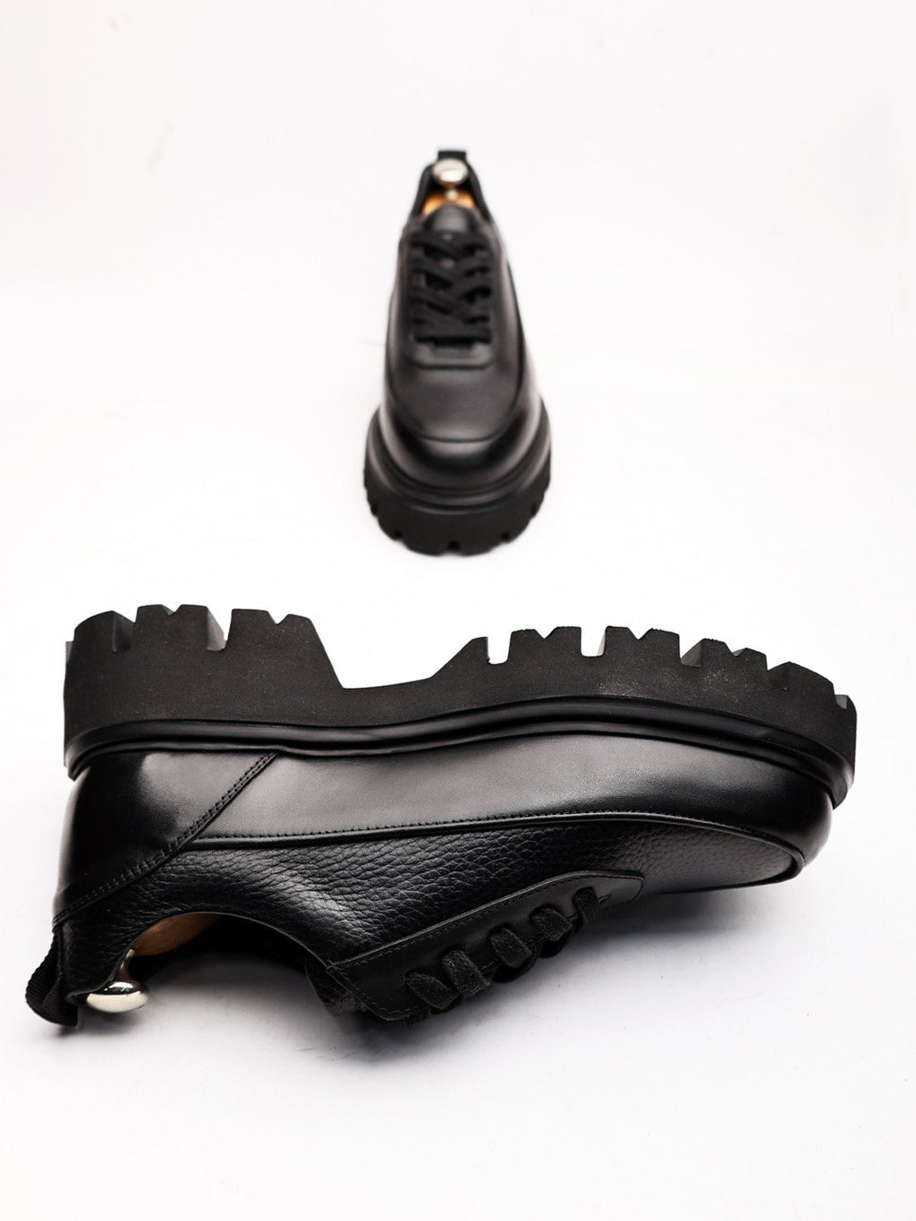 Genuine black leather lace-up formal