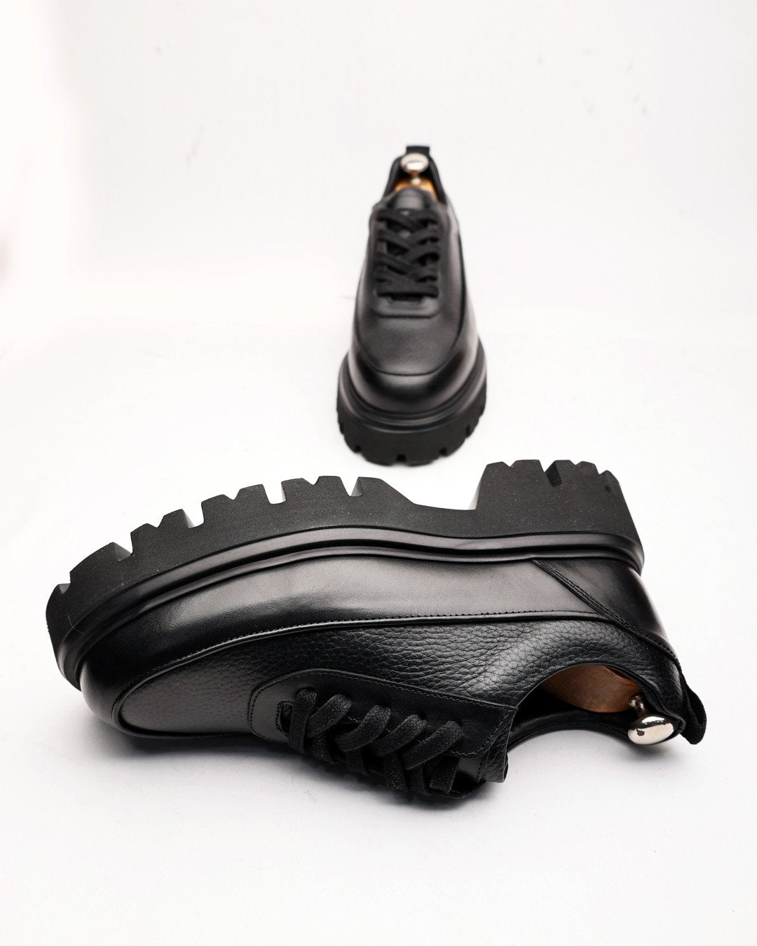 Genuine black leather lace-up formal